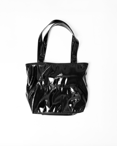 Black patent leather tote bag deals